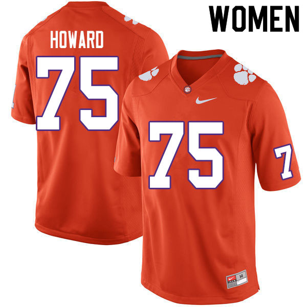 Women #75 Trent Howard Clemson Tigers College Football Jerseys Sale-Orange - Click Image to Close